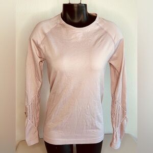 Women’s Fabletics Pink Long Sleeve Laser Cut Athletic Shirt M